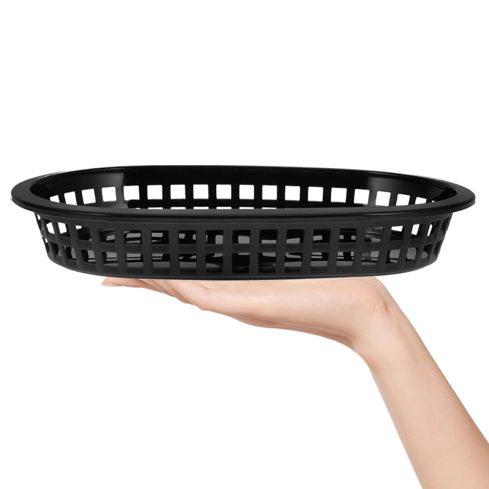 12 Pcs Burger French Fries Hamburger Basket Fruit Baskets Trays Wicker Plates Plastic Dessert Black