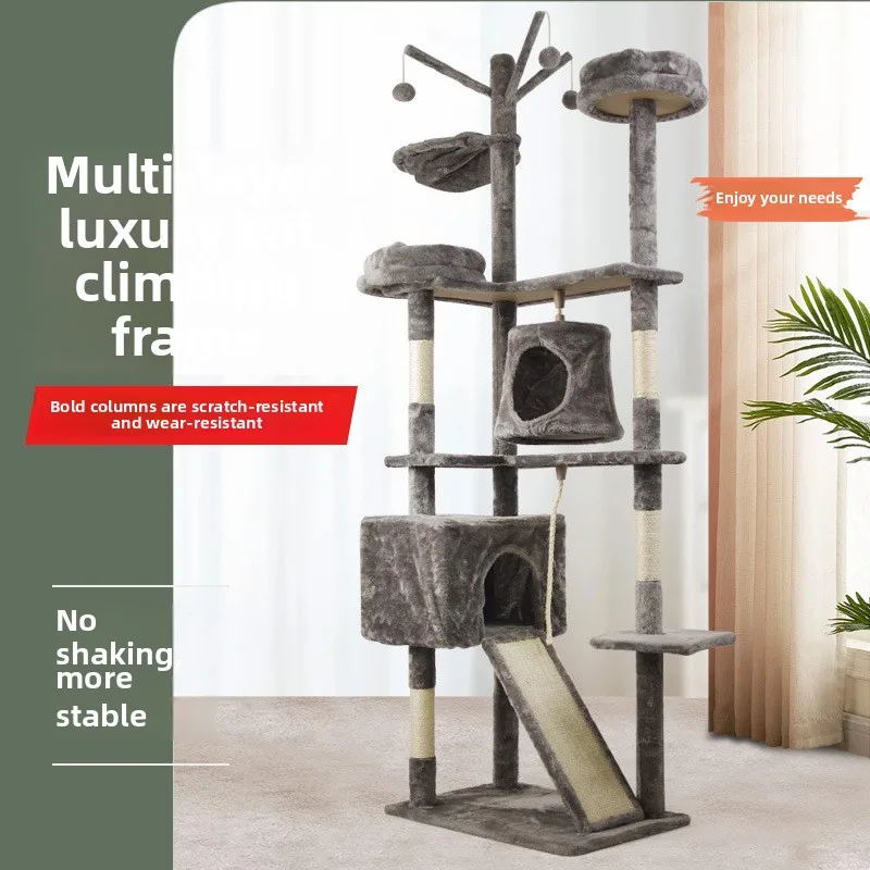 

Multi Layer Cat Climbing Frame with Sisal Scratching Post Big Cat Tree Jumping Platform Pet Furniture