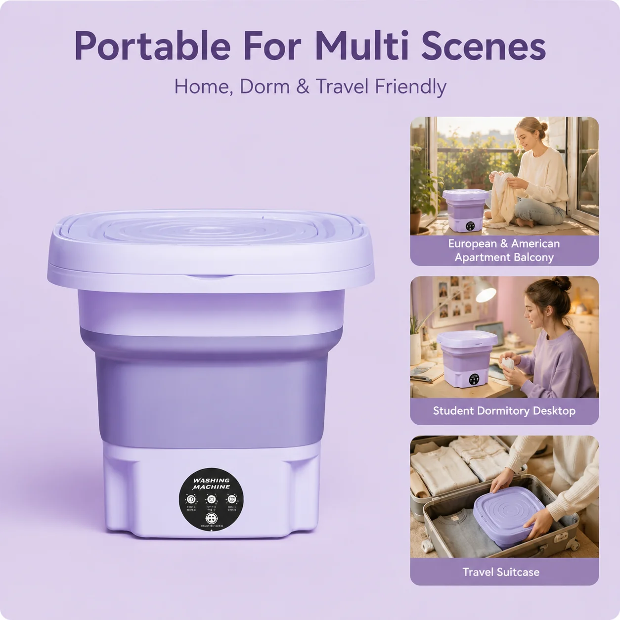 

USFoldable Mini Washing Machine Portable Small Washer with Spin Dryer, Stock,Space Saving Compact Lau Underwear Lingerie Baby