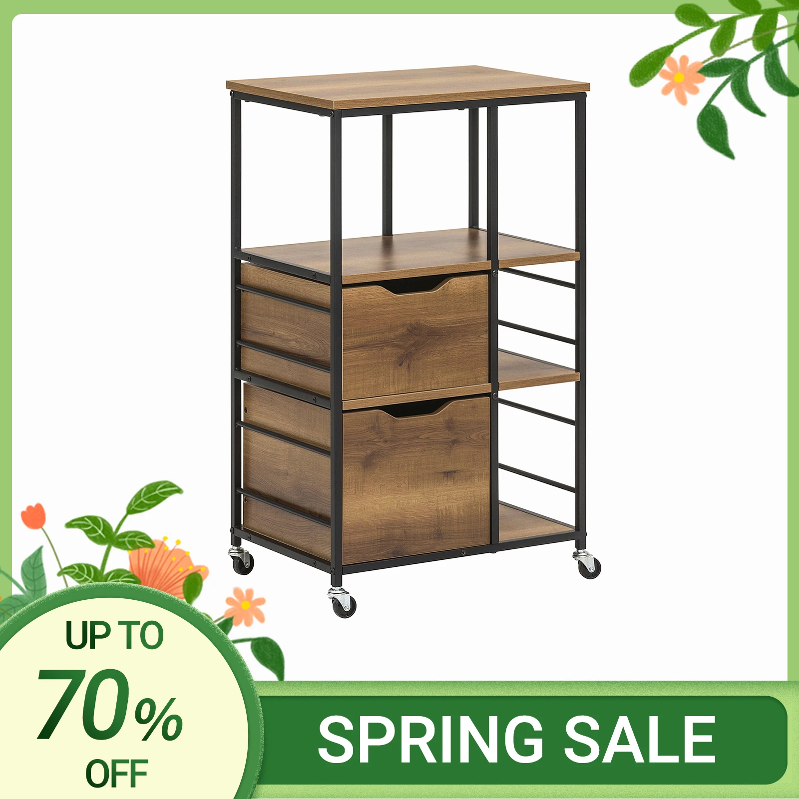 SoBuy Carrello da cucina FKW111 con 2 cassetti e 3 ripiani Carrello...