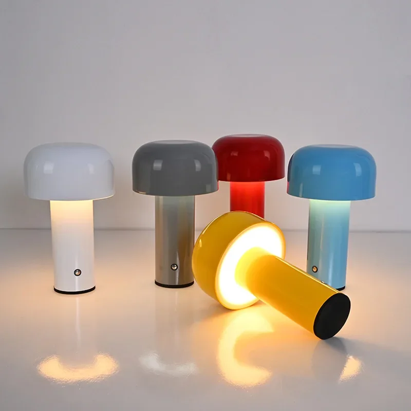 Lampe en frêne créative en forme de champignon, luminaire décoratif sans fil, style nordique, idéal pour une chambre à coucher, un bar ou une table