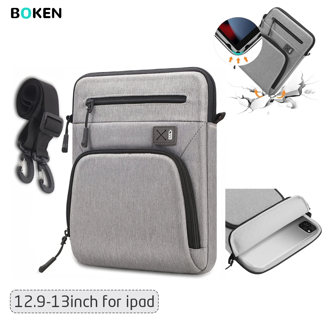 

Tablet Shoulder Bag for iPad Pro Samsung 12.9 13Inch,Protective Sleeve Case with Adjustable Strap for Work & College Tablet Case