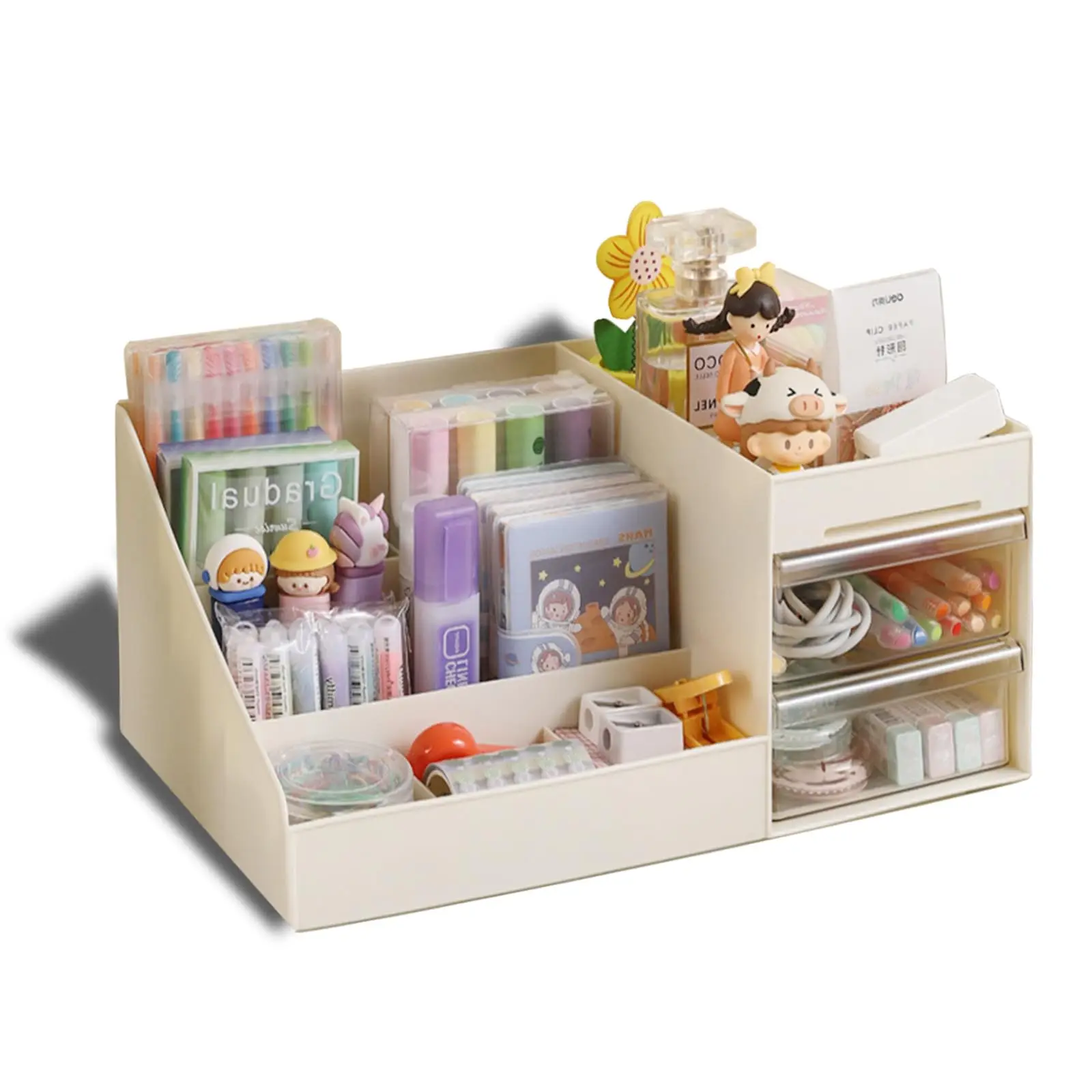 Cosmetic Display Case Desk Storage Box with Clear Drawers Large Capacity Makeup Brush Organizer For Bathroom Desktop