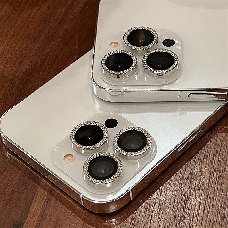 Diamond Glitter Camera Protection For Iphone 15 14 13 11 Pro Max Plus Lens Tempered Glass On Iphone 12 13 11 Pro Max Metal Ring image 6