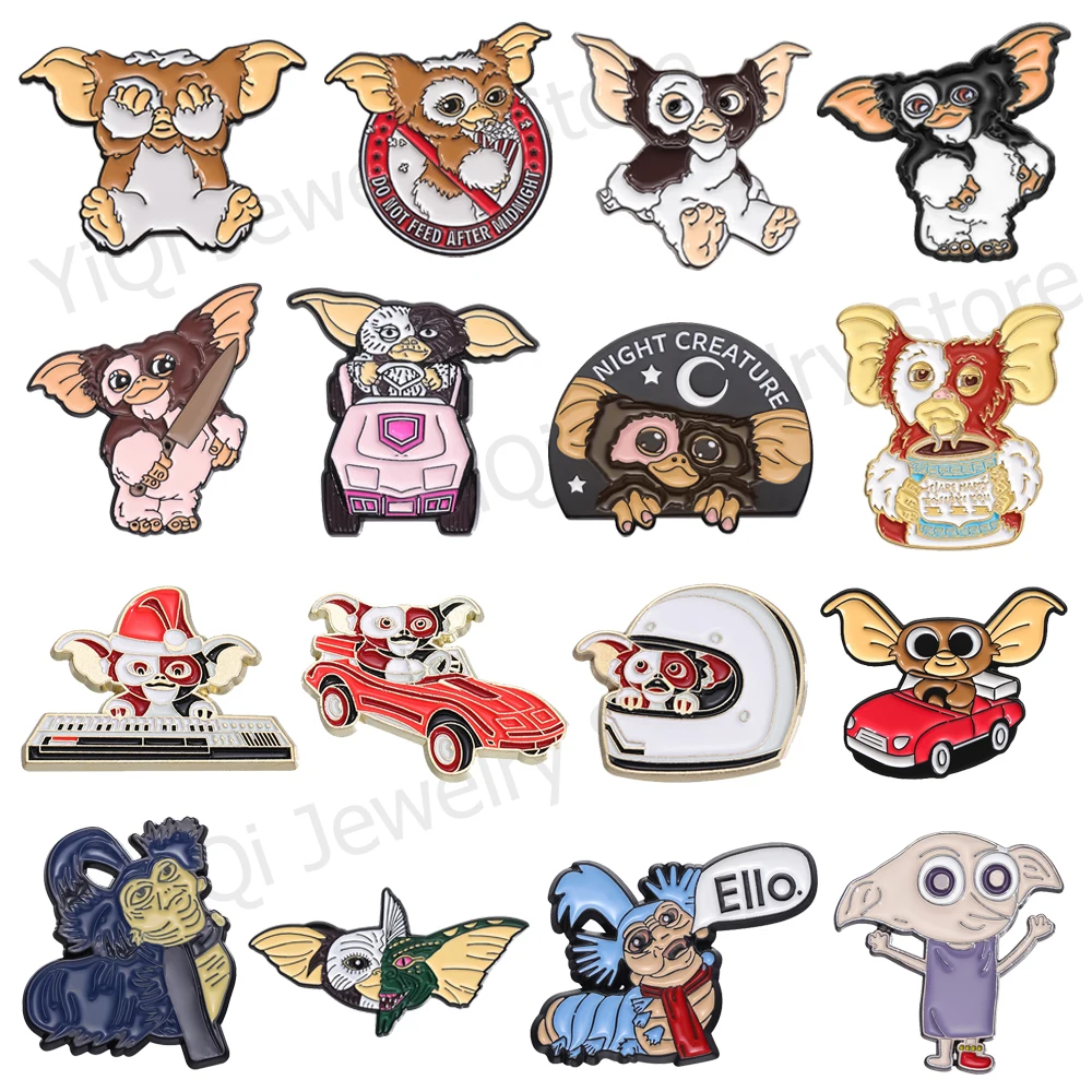 Cute Big Ears Monster Enamel Brooch Cartoon Piano Car Cover Eyes Animals Metal Badge Punk Lapel Pins Jewelry Gift For Kid Friend