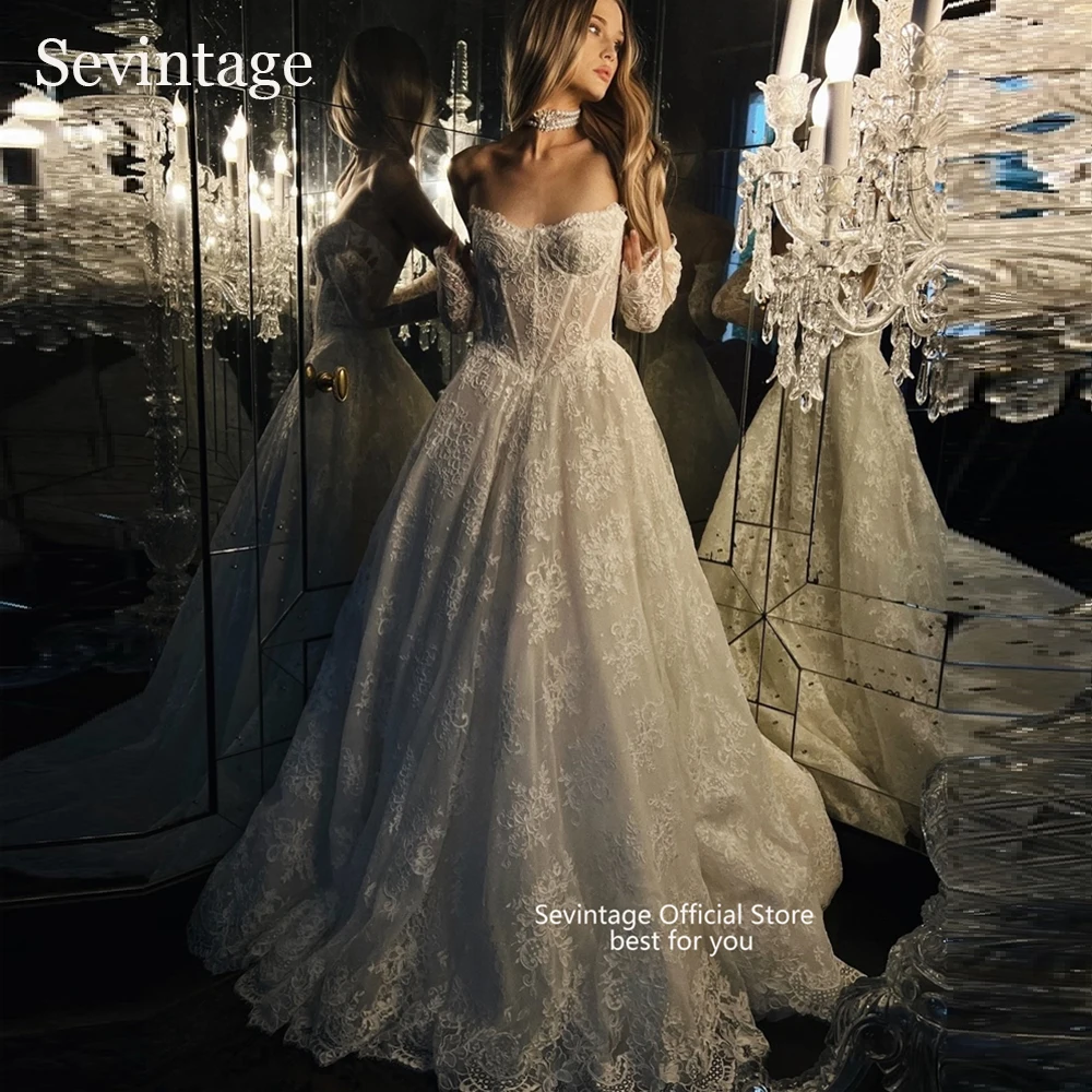 Sevintage Princess Lace Tulle Wedding Dresses Floor Length A-Line Luxury Bridal Dresses Sweetheart Bride Gowns 2025 Customized