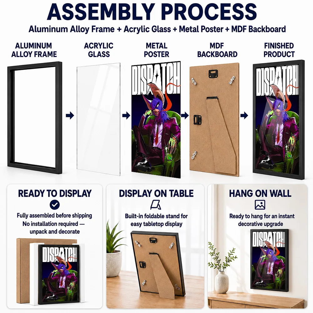 Dispatch Metal Poster With Aluminum Alloy Frame Personalized Bold Narrative Hero Tribute Wall Art For Game Room Story Fan Gift