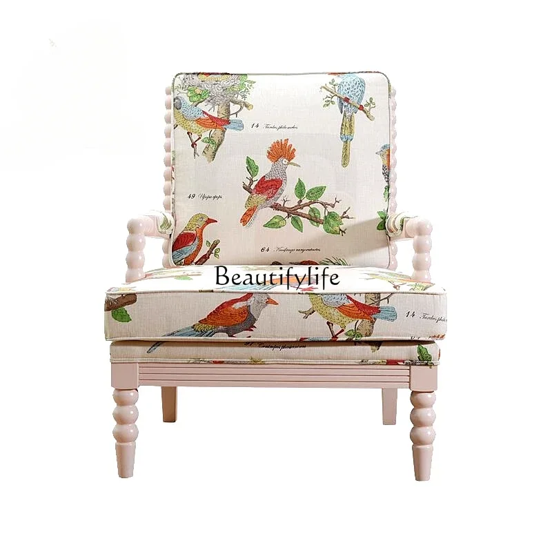 X4 European neoclassical floral fabric single sofa pastoral embroidery leisure chair