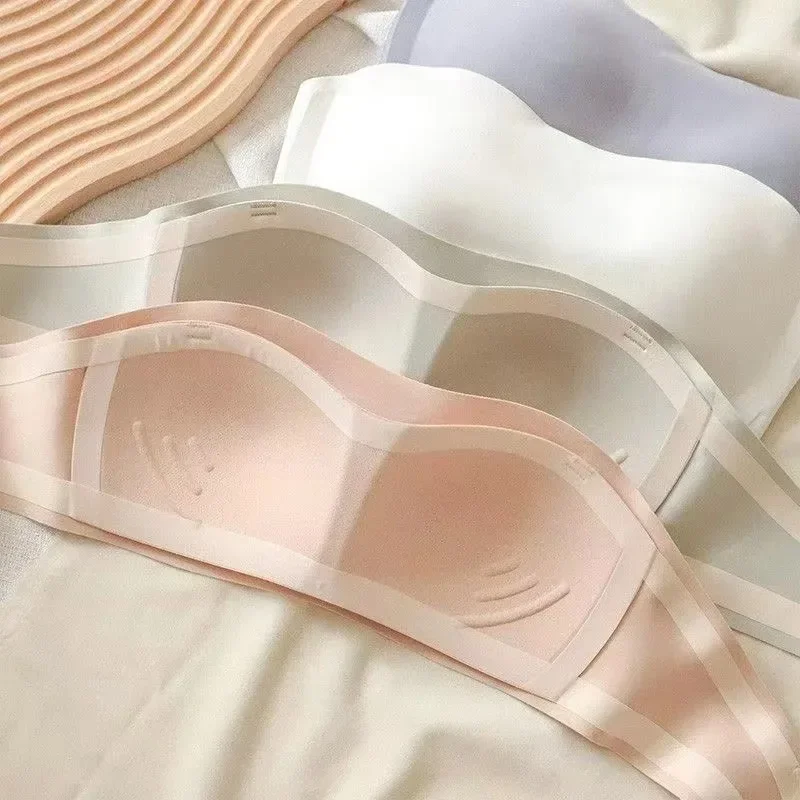 Women's Bra Strapless Underwear Thin Non Slip Non Marking Invisible Collection Breast Supplement  Jelly Bra 65A-85C
