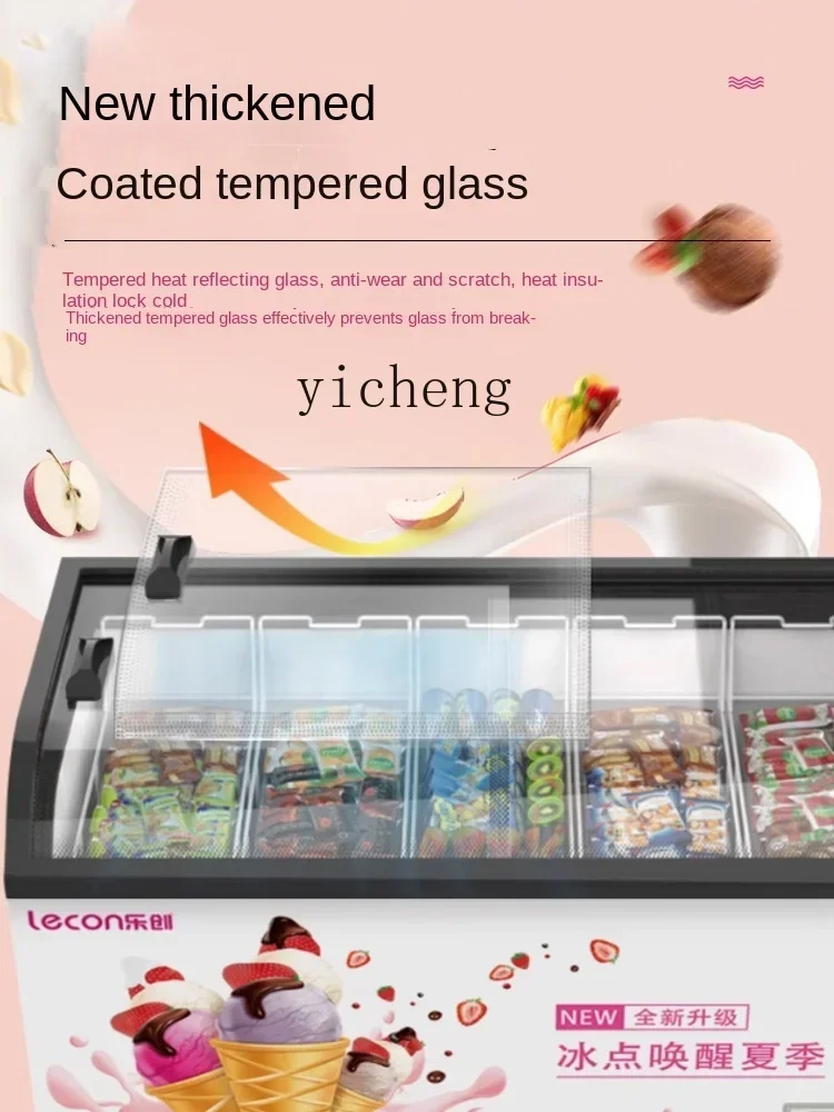 Large Refrigerator Commercial Horizontal Large Capacity Ice Cream Frozen Arc Display Cabinet