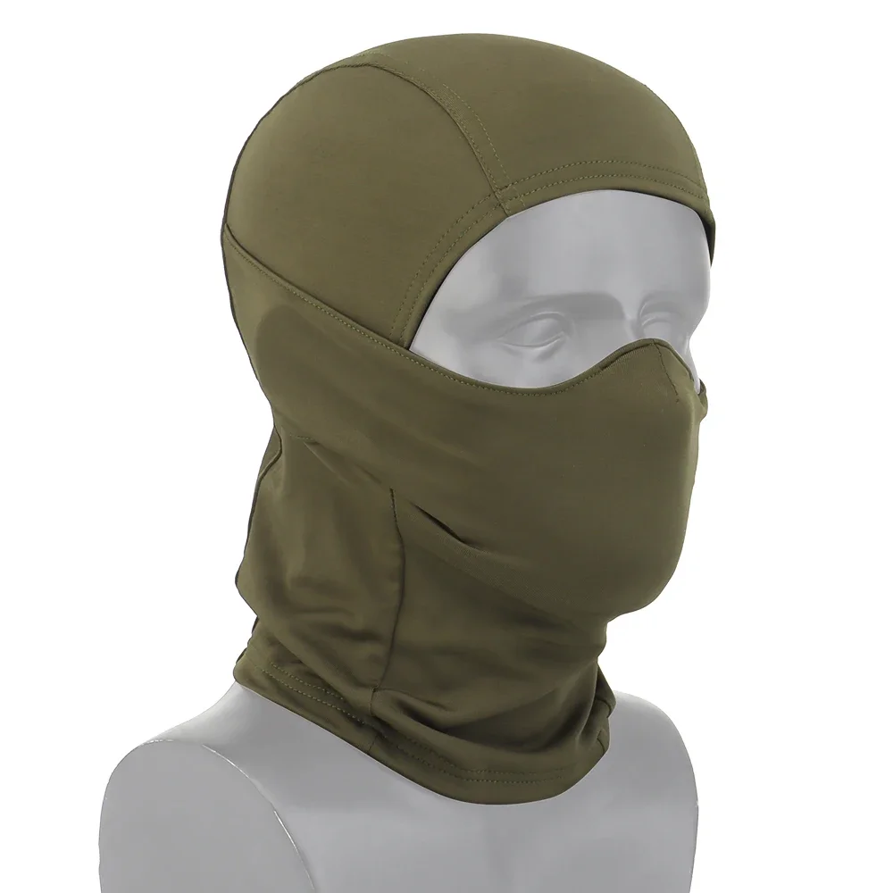 Tactical Mask Outdoor Balaclava Head Hood Silicone Half Face Breathing Headgear Airsoft Hunting CS Sunscreen Cap Green Camo