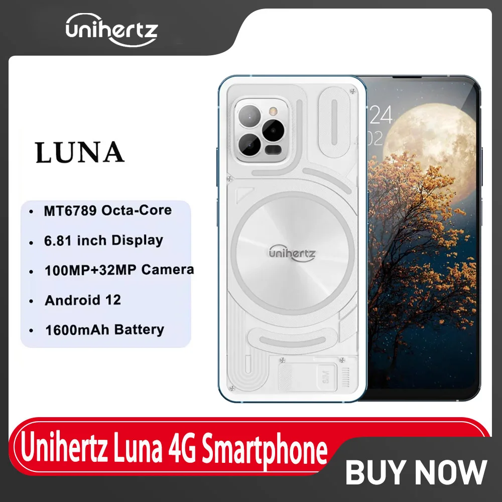 Unihertz Luna 4G Smartphone Android G99 8GB+256GB 6.81 Inch HD Mobile Phone Night Vision 5000mAh 108MP NFC LED Strip Music Phone