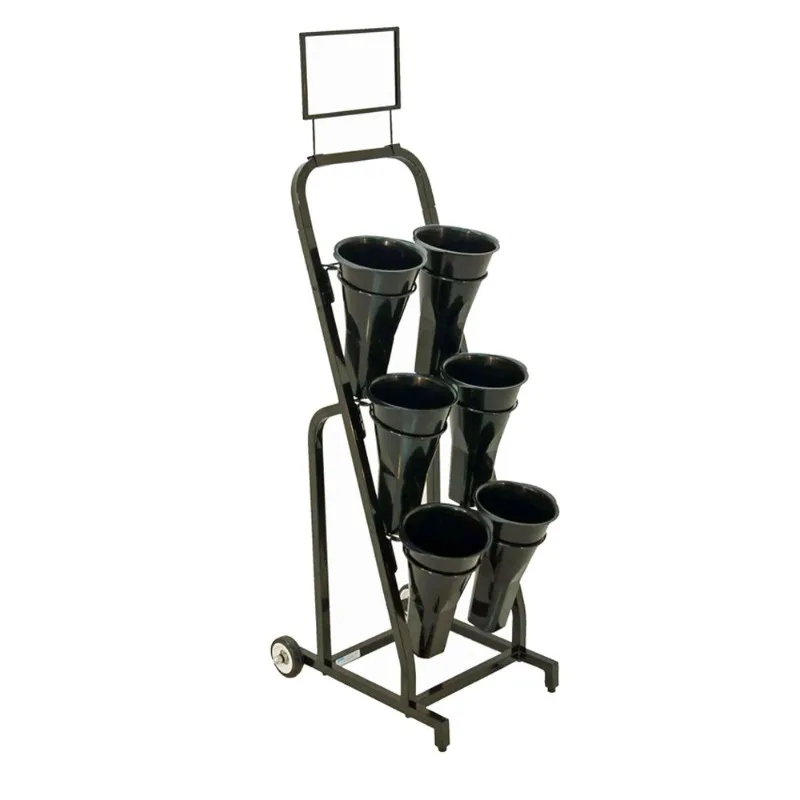 Floral Displays Floral Cart with 6 Floral Vases High quality black matte tube steel frame; plastic vases; and sign frame in box