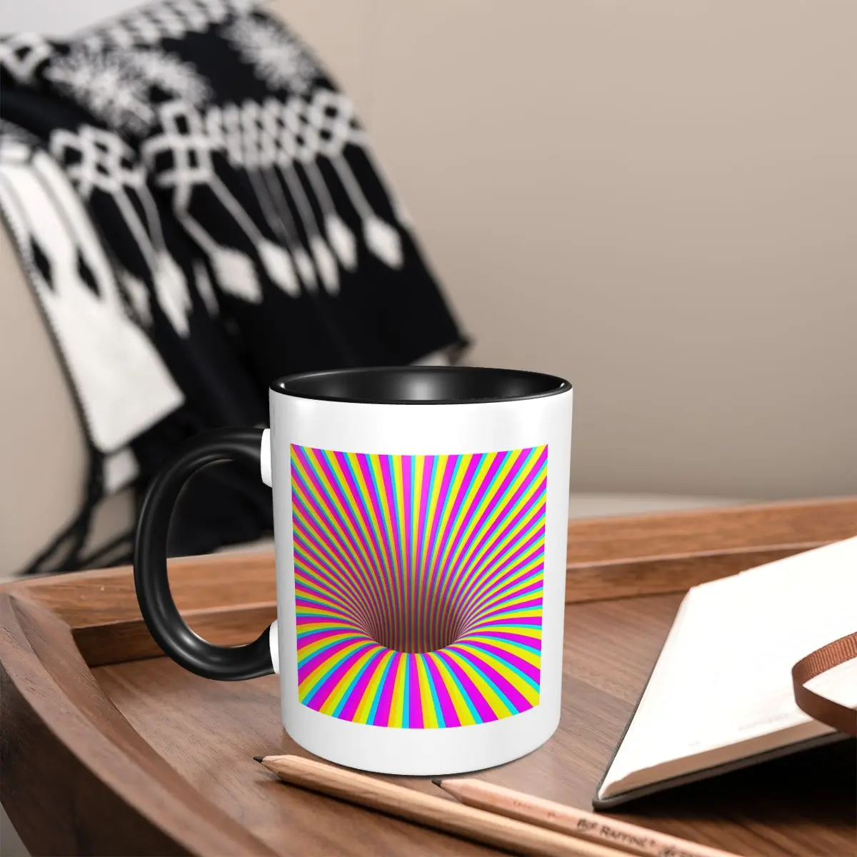 

Grid Wormhole Geometric 3D Vortex Illusion Mug Funny Ceramic Coffee Cups Tea Mugs Milk Cup Drinkware Gifts for Woman Man