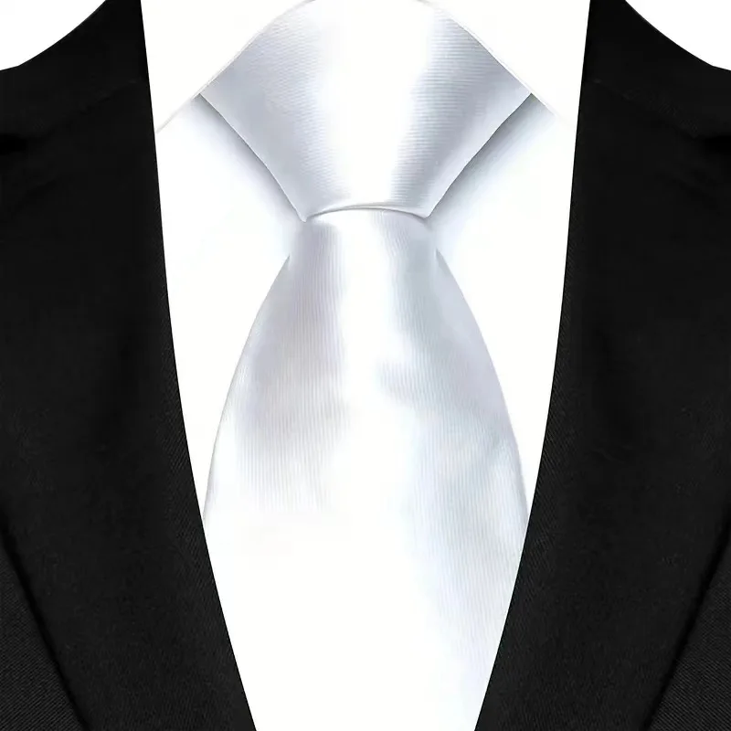 New White Beige Color Jacquard Men\'s Neckties 8CM Paisley Striped Dots Business Formal Neck Ties Wedding Party Suit Cravat Gift