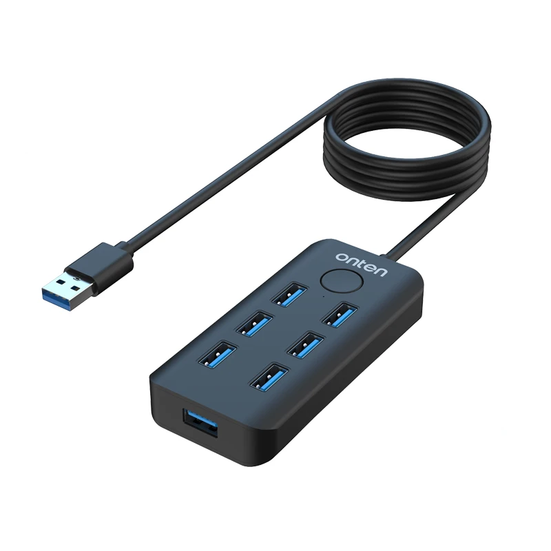 ONTEN ORIGINAL OTN-8120 USB 3.2 Gen 1 7-Port 5G Hub with One-click Lock Screen Button