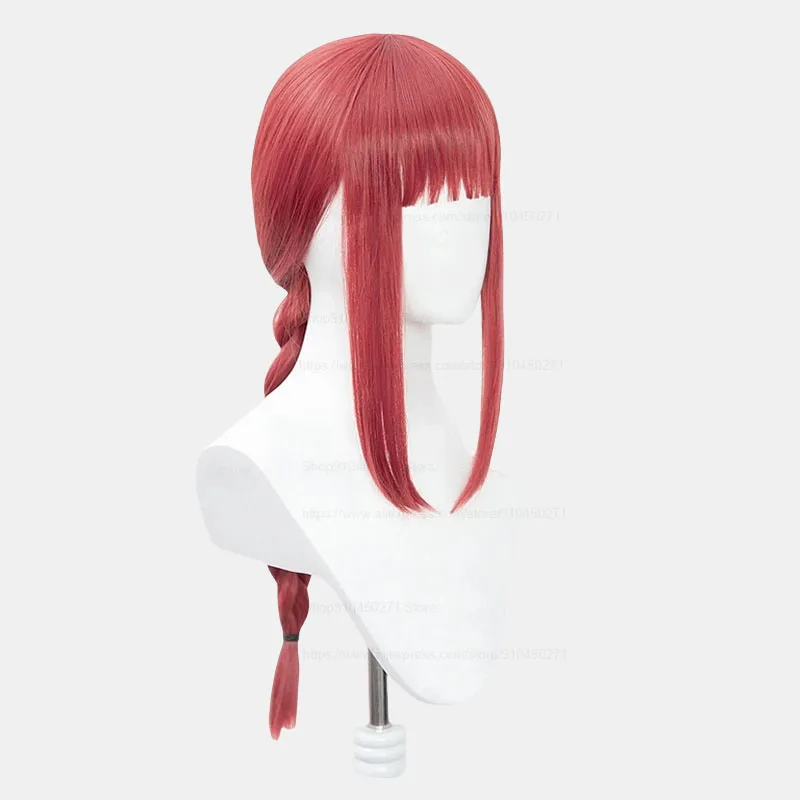 High Quality Anime Chainsaw Man Makima Cosplay Wig Long Rose Red Heat Resistant Synthetic Hair Halloween Role Play Wigs + WigCap