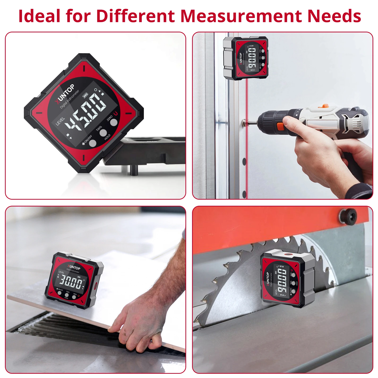 Rechargeable Digital Level Box Angle Finder With Electronic Laser 4 Side Strong Magnetic Angle Gauge Type-c Charging Cable