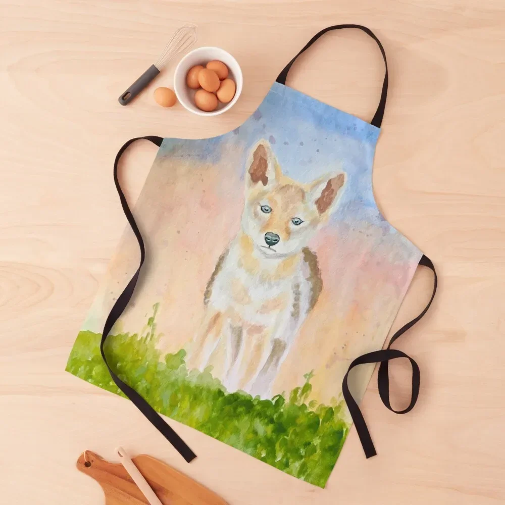 

Cute Coyote Pup Wildlife Colorful Watercolor Apron Kitchen on the wall Cute Kitchen Smock for hairdressing Waiter Uniforms Apron