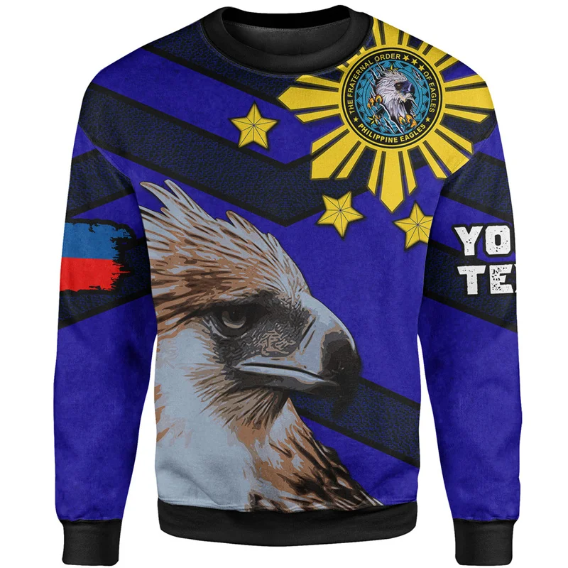 New Philippine Flag Emblem 3d Print Sweatshirt Pullover Clothes For Men Women Oversize Long Sleeve Tops Fashion Round Neck Tops