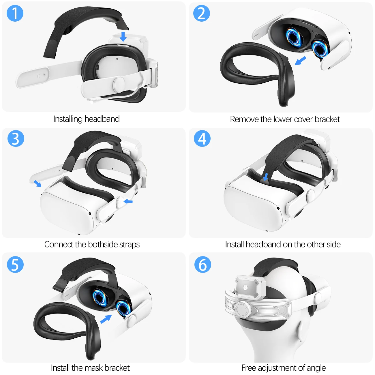 حزام الرأس مع بطارية لـ Meta/Oculus Quest 2، ملحقات بديلة لحزام النخبة القابلة للتعديل لـ Oculus/Meta Quest 2