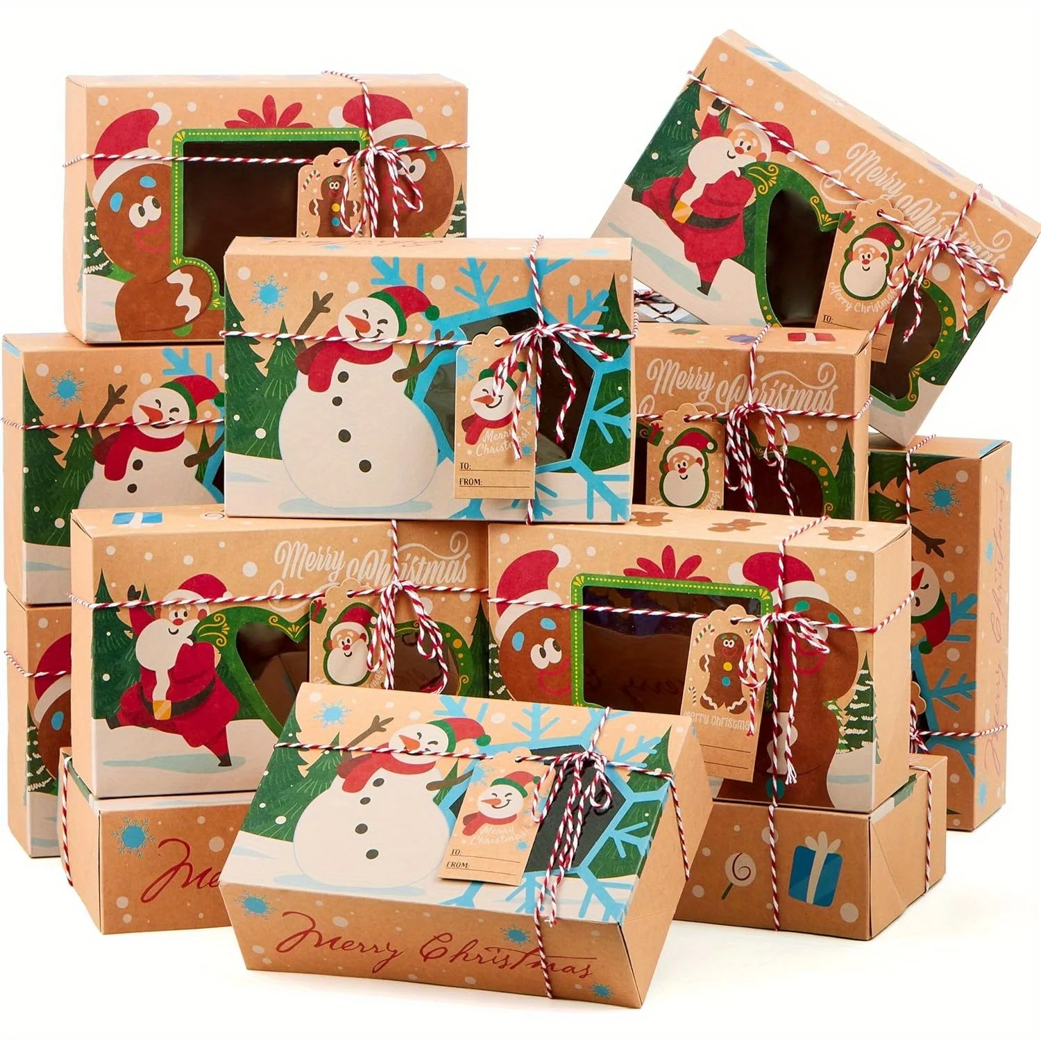 24 24 PCS Christmas Cookie Gift Baking Box 8.75"x 5.75"x 2.75"with Window Auto-Popup Xmas Holiday Treat Boxes Containers with Tags for Party Favor Pastries, Cupcake, Brownies, Donut Gift-Giving, Box Packs - Aliexpress Deal