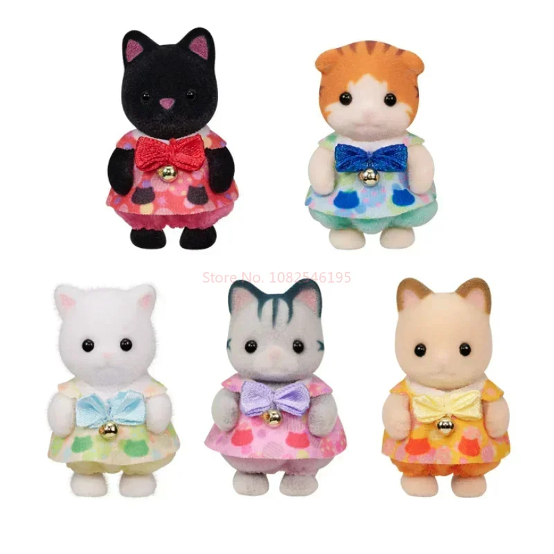 A Set Anime Sylvanian Doll Figure Kawaii Cute Decoration Model Pendant Forest Families Room Ornaments Kid Families Birthday Gift