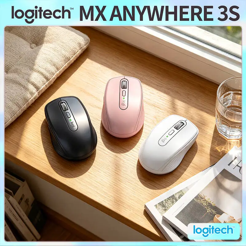 Durable Logitech MX Anywhere 3S Mouse - 8000 DPI, MagSpeed Scroll, Silent Click, Travel-Ready Design for Business Trip