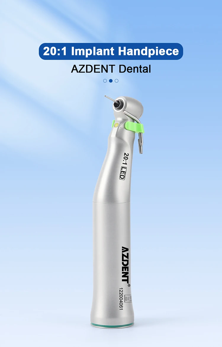 AZDENT Dental 20:1 Implantat-Winkelstück mit LED und E-Generator, Niedrigdrehzahl-Handstück für Zahnmedizin, Druckknopf-Instrument für Zahnärzte – Detail 1