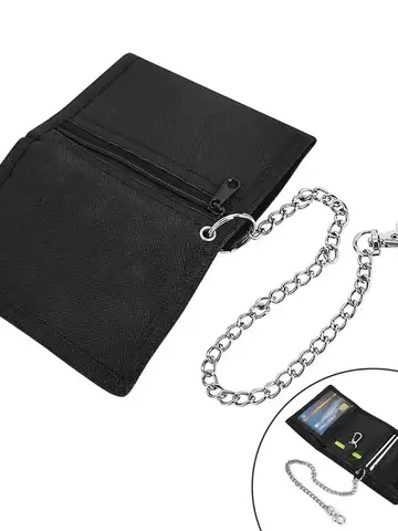 1pc men's wallet with anti-theft chain zipper, travel and sports fabric wallet, three fold small wallet suitable for teenagers,