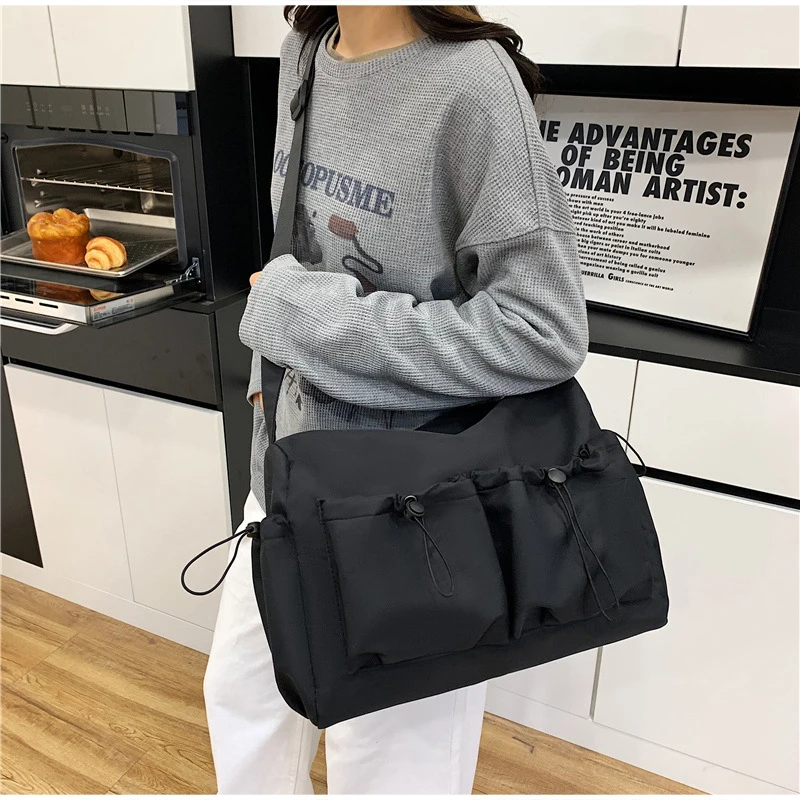 Mehrtaschen-Freizeit-Sporttasche aus Canvas, Umhängetasche für Damen, große Reisetasche, vielseitige leichte Handtasche – Detail 16