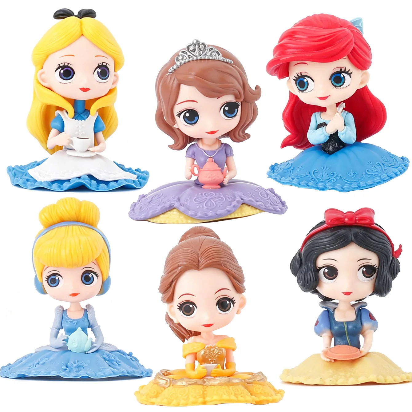Ensemble de Statues de Filles Assisées en Dessin Animé, Modèle de Collection sur le Thème du Tea Party, Décoration de Bureau pour la Maison, Cadeau pour les Passionnés d'Hobbies