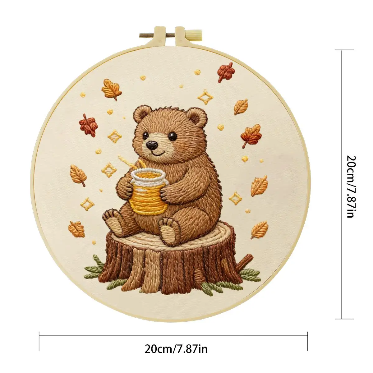1 Stück 20X20CM/15X15CM 7,87/6,3 Zoll Tier - Bär Stickerei Starter-Kit DIY-Kit DIY-Stickerei-Set Handarbeiten Heimdekoration – Detail 3
