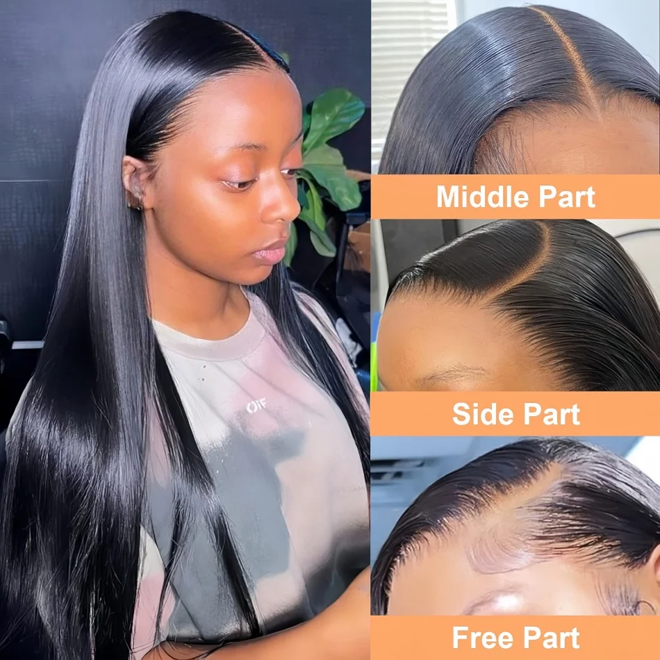 Black Hair Straight Human Hair Wig 4x4 5x5 Glueless Bone Straight Lace Front Wigs 13x4 13x6 HD Lace Frontal Wigs For Black Women image 2