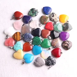 10 unids/lote de colgantes de cristal de piedra en forma de corazón de colores mezclados al azar, cuentas para joyería DIY, collar, accesorios artesanales