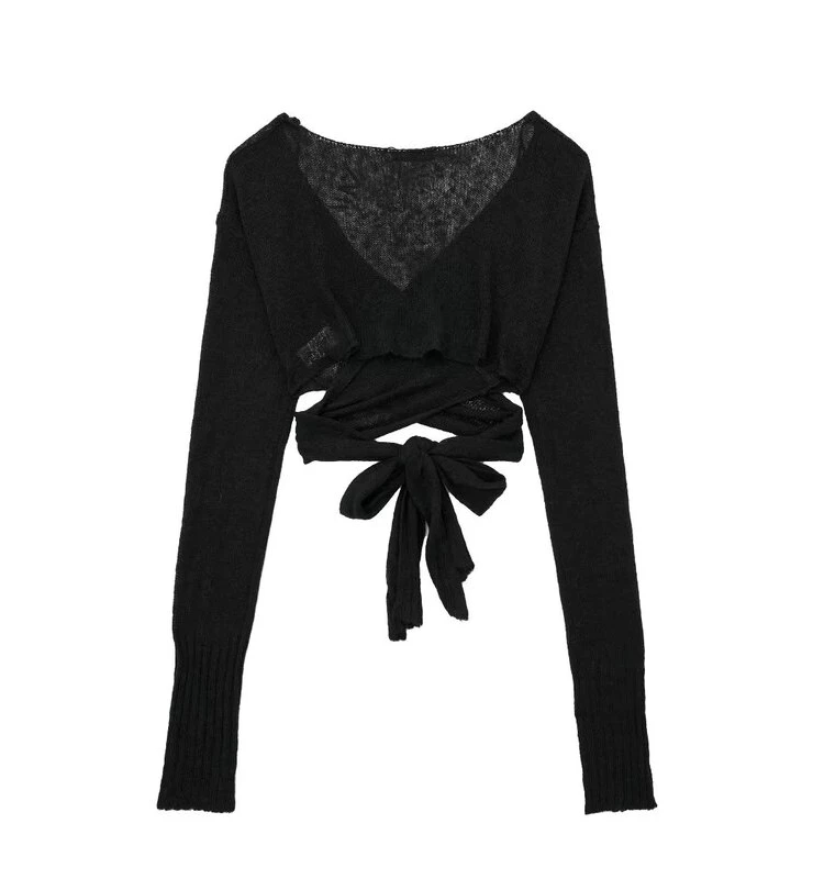 Women's Knitted ort Jaet 2023 Autumn New Sle Versatile Slimming Design V-Ne Long Sve Commute Sle Faionable