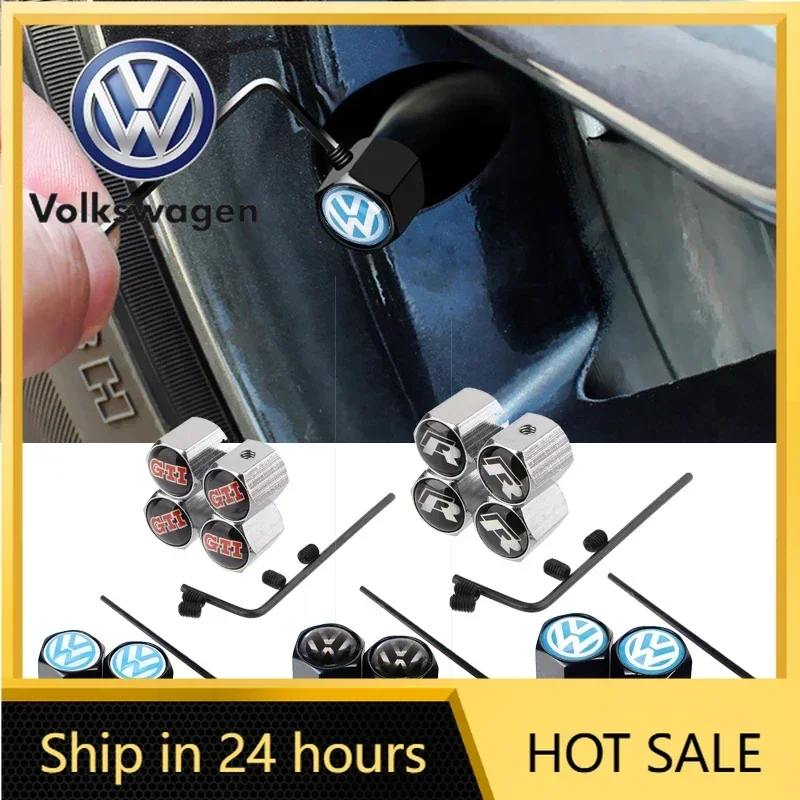 

Новые противоугонные колпачки для ниппелей шин (4 шт.) для Volkswagen R-Line GTI Passat Santana Touareg Tiguan Bora, модель 2026 года