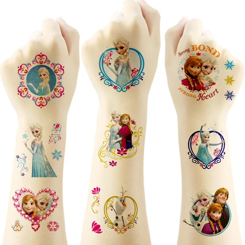 New Disney Frozen Anna Elsa Princess Tattoo Stickers Toy Children Birthday Party Decoration Frozen Cartoon Sticker Kids Gifts