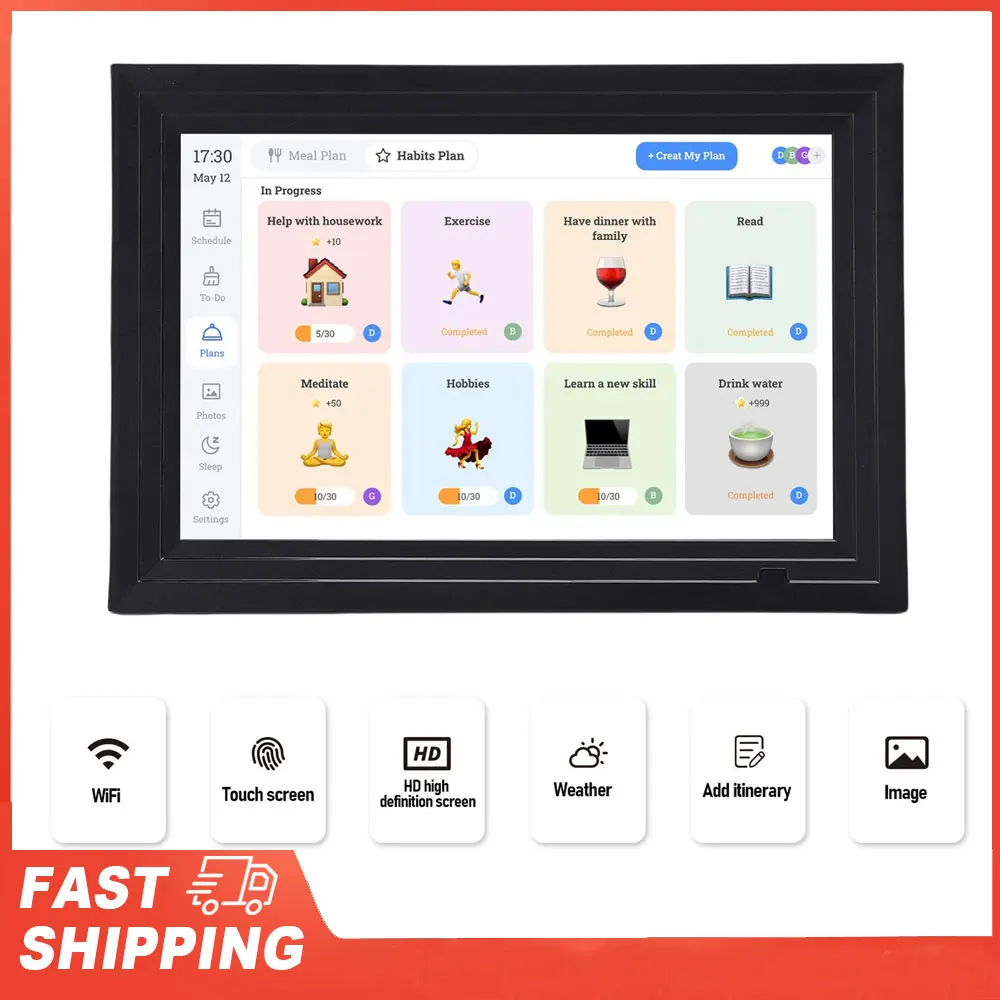 

10,1-дюймовый Wi-Fi сенсорный экран, интерактивный умный семейный планировщик, цифровая фоторамка с приложением, умный цифровой календарь для дома