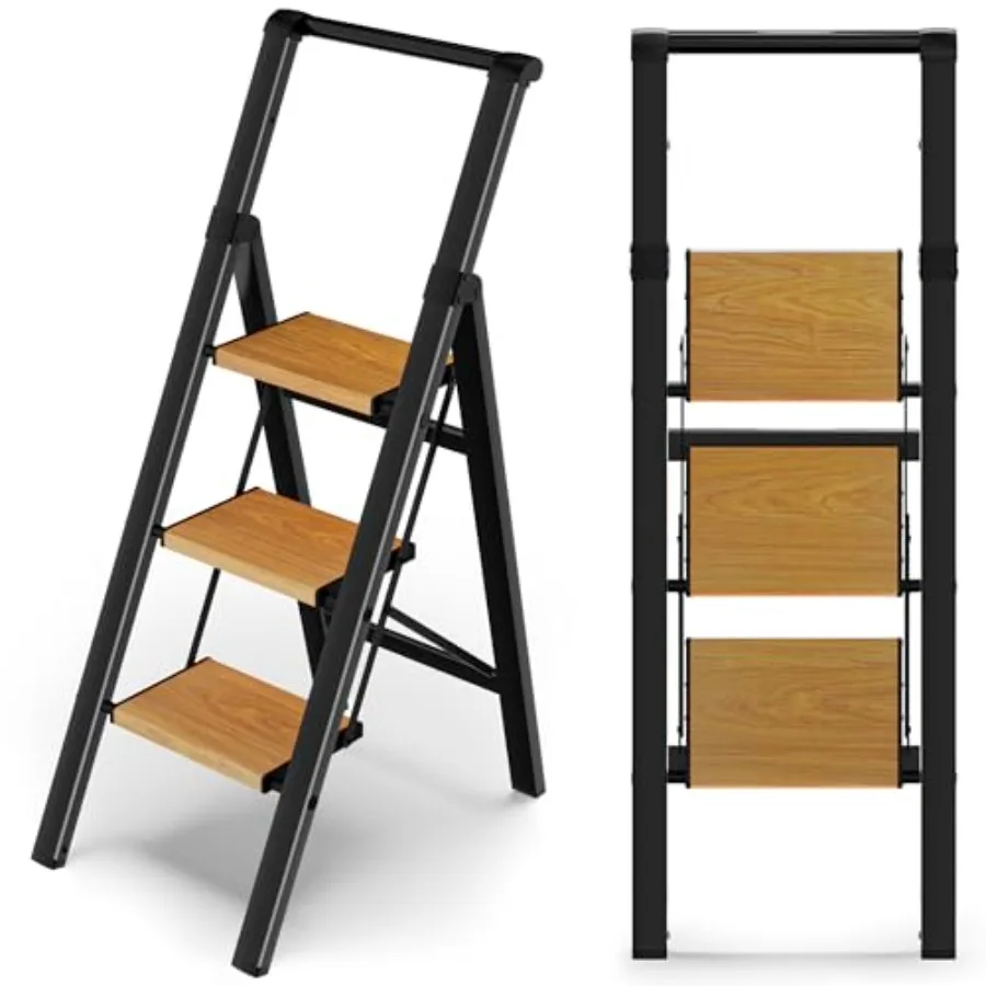 

Ladder Folding Stool with Handle Kitchen Stool for Adults Aluminum Ladders for Home