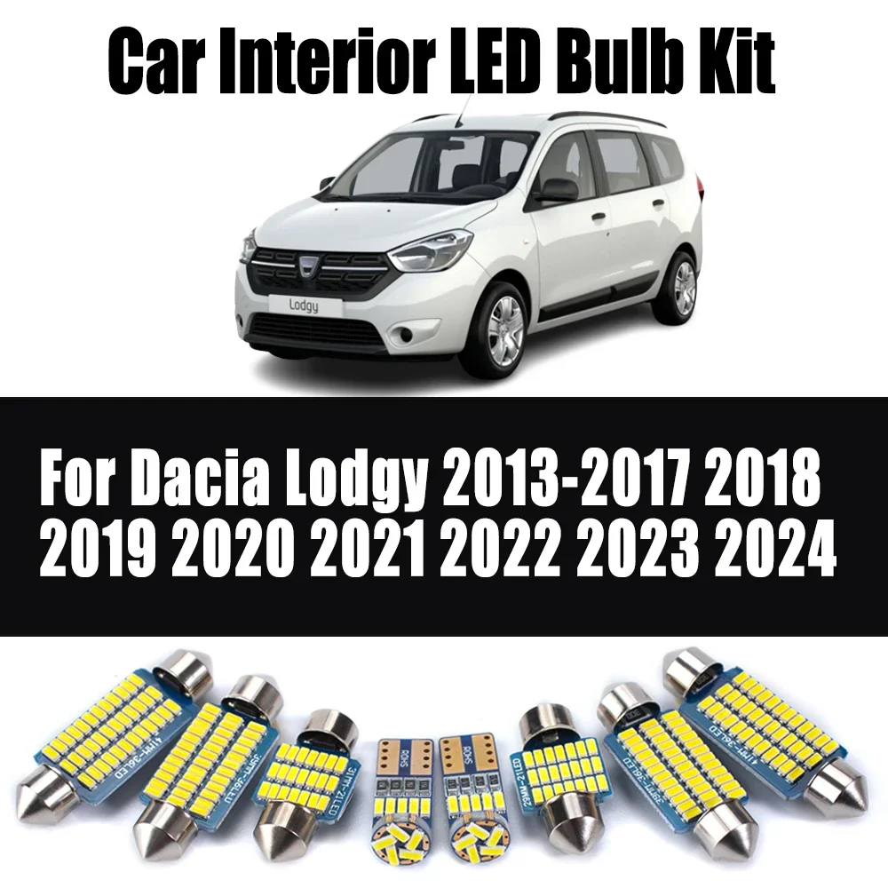 

11Pcs Canbus Reading Dome Bulb For Dacia Lodgy 2013-2022 2023 2024 Car Number Plate Trunk LED Interior Light Kit Car Accessories