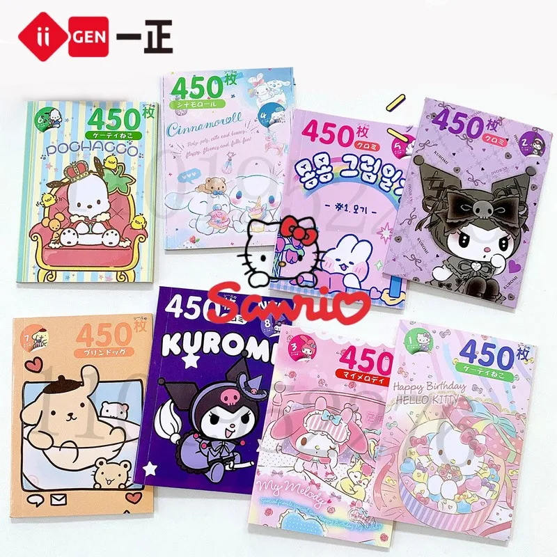 Sanrio ملصق كتاب لطيف مرحبا كيتي Cinnamoroll Kuromi الاطفال اليد حساب ملصقا الزخرفية القرطاسية اللوازم المدرسية