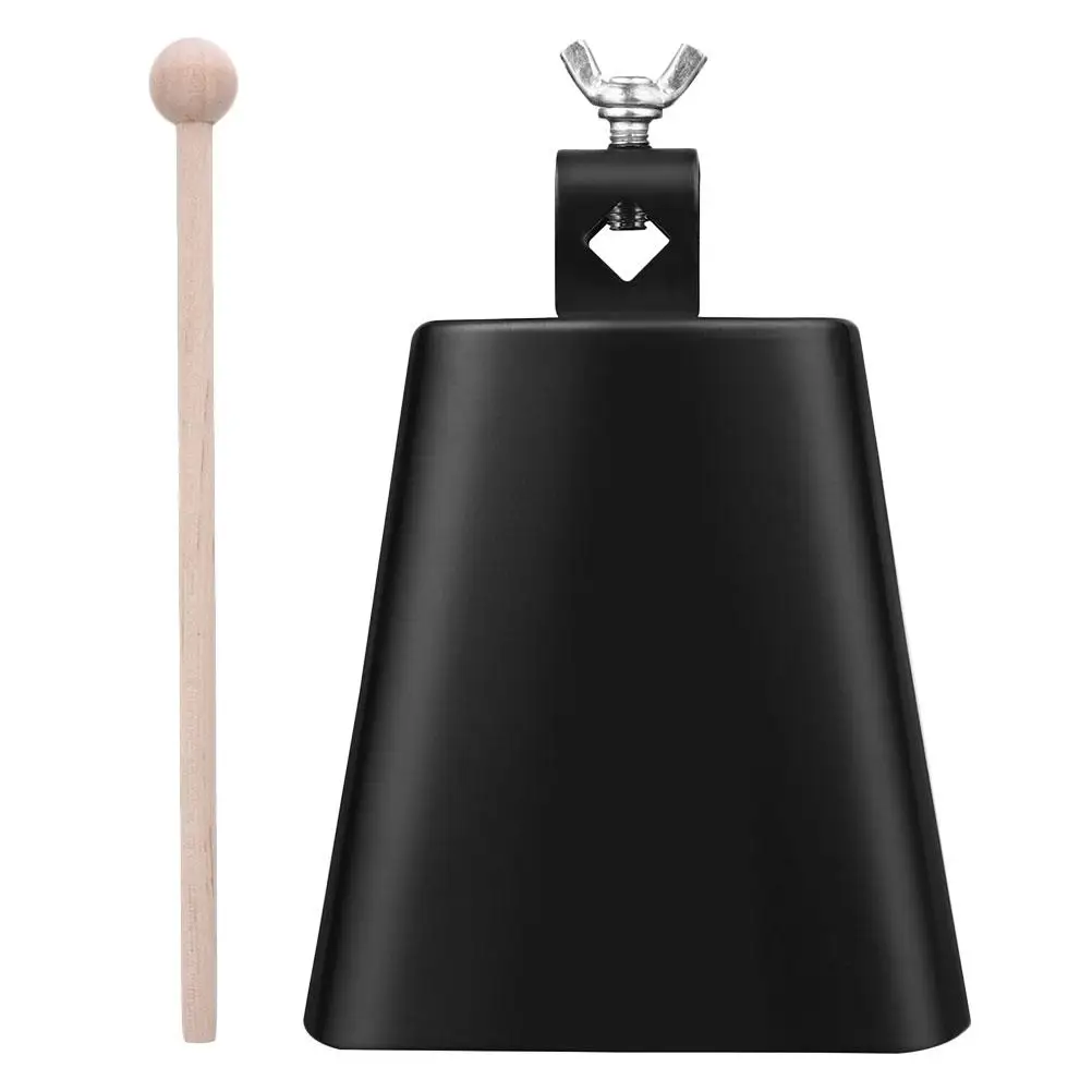 Black Cowbell Safe Percussion Toy Small Noise Maker with Stick Metal Educational Drum Accessory Wooden Practical Drumstick