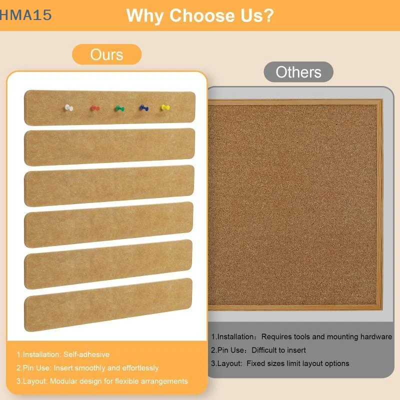 【YA】Cork Board Strips Self Adhesive Damage-Free Small Cork Board for Wall Desk Home Classroom Ticket Stub Display