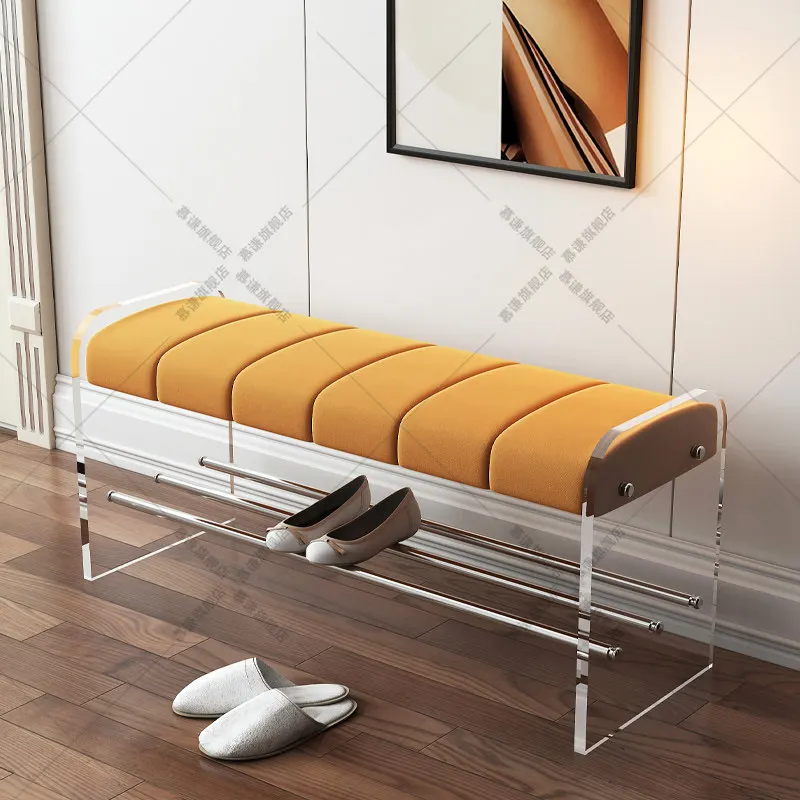 Shoe changing stool modern simple ins home door shoe stool cloakroom clothing store transparent bench