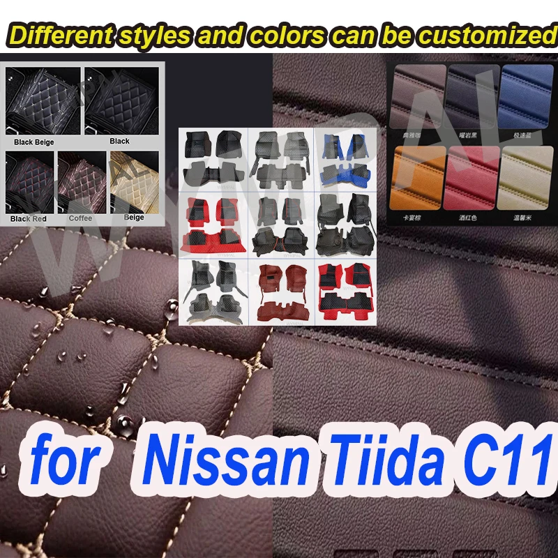 

LUXURY Custom Automotive Car Floor Mats For Nissan Tiida C11 2004 2005 2006 2007 Auto Luxury Leather Men Women Car Mats