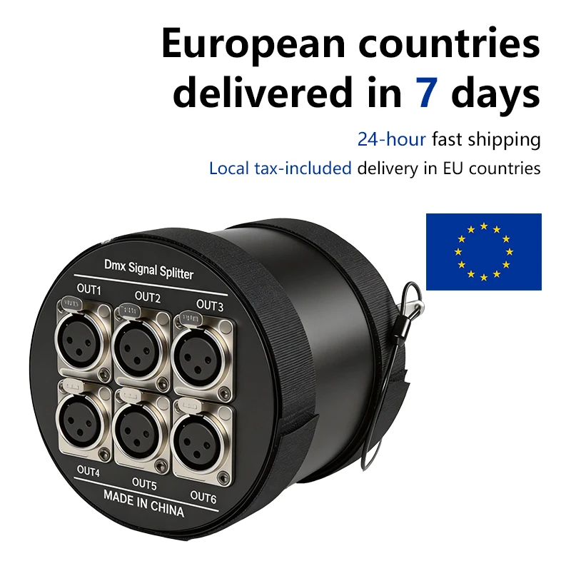 AICPOSE DMX 512 6-Port DMX Splitter und Verstärker mit 6 Kanälen für DJ Disco Bühnenlichtsteuerung