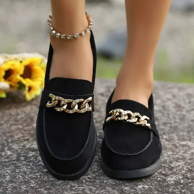 سلسلة ديكور المتسكعون النساء منصة بولي Leather الجلود حذاء كاجوال امرأة الربيع الصيف الراحة الانزلاق على الشقق أحذية مريحة