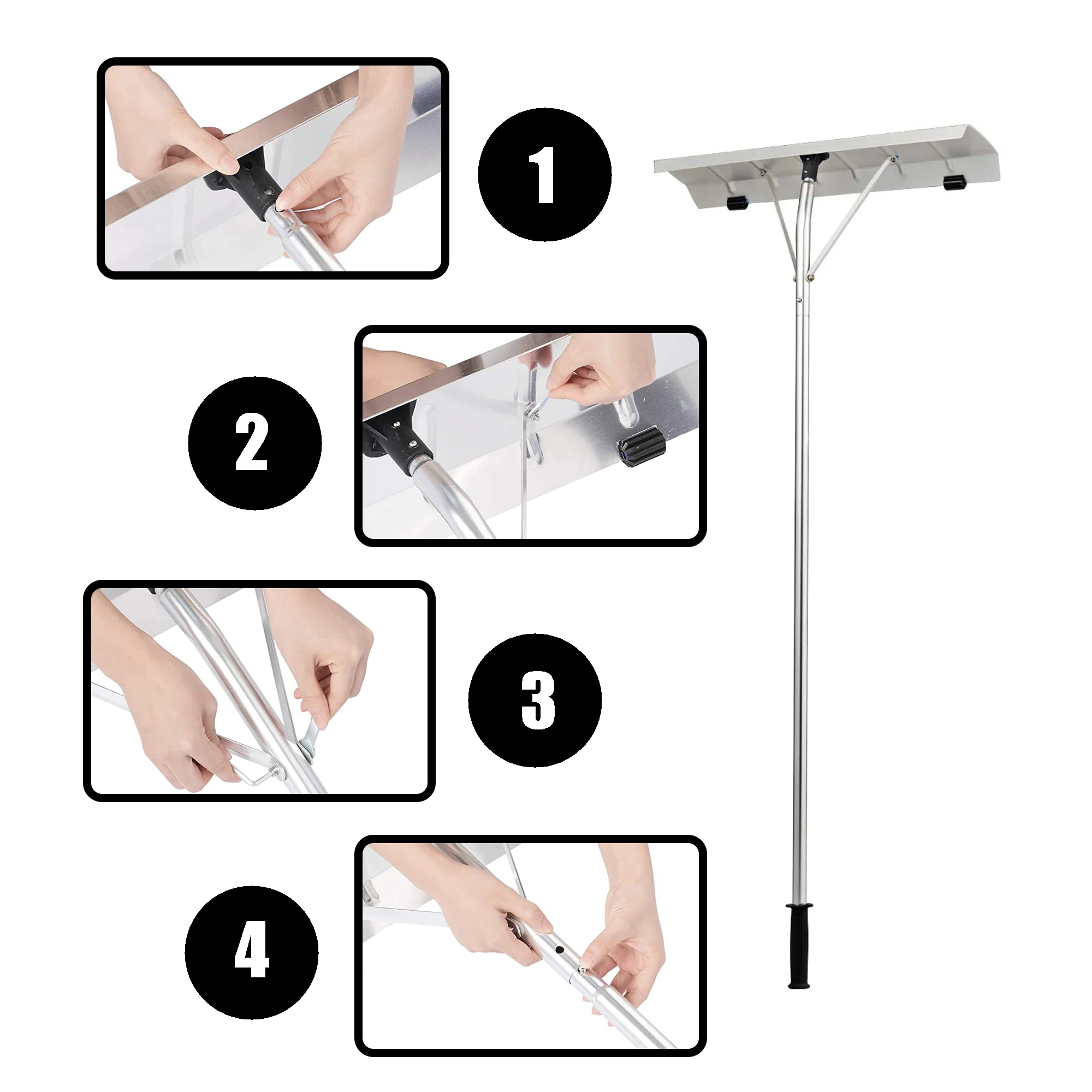 เครื่องมือกำจัดหิมะน้ำหนักเบา ที่โกยหิมะ ที่ขูดหิมะบนหลังคา พร้อมด้ามจับปรับความยาวได้