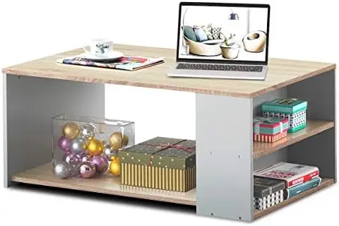 

Coffee W/Three , Sturdy and Construction, Smooth Surface & Extra Space, Ideal for Office and Living Room Tea Snack (Nat